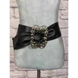 Buttery Soft Lambskin Leather Avant Garde Silver Filigree Buckle Belt